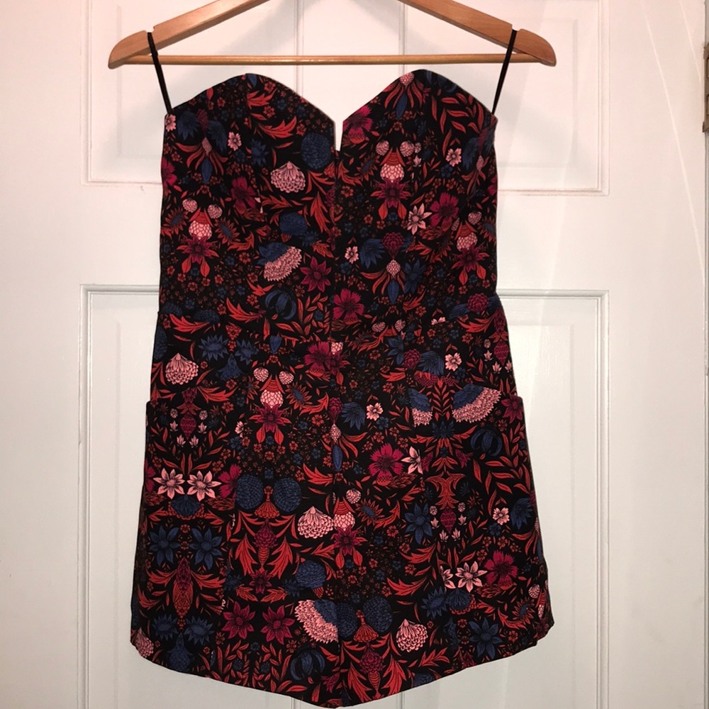 Strapless floral romper